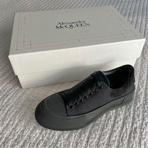 Alexander McQueen Black Deck Plimsoll Sneakers